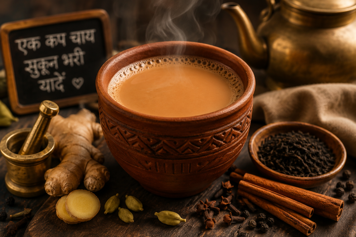 Hot Masala Chai with traditional Indian spices.